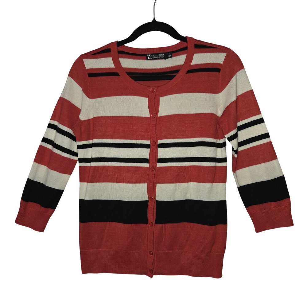New York & Company Cardigan Sweater Striped Size Small Long Sleeve Buttons